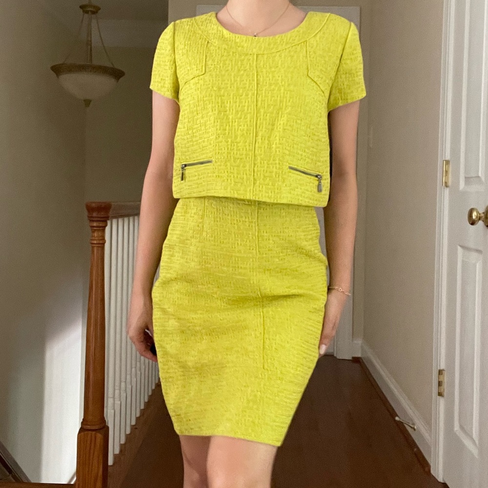 Yellow Tweed Dress by Laundry by Shelli Segal